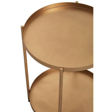 Mandoli Gold Finish Round Tray Side Table
