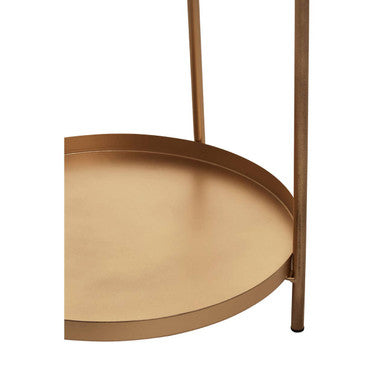 Mandoli Gold Finish Round Tray Side Table