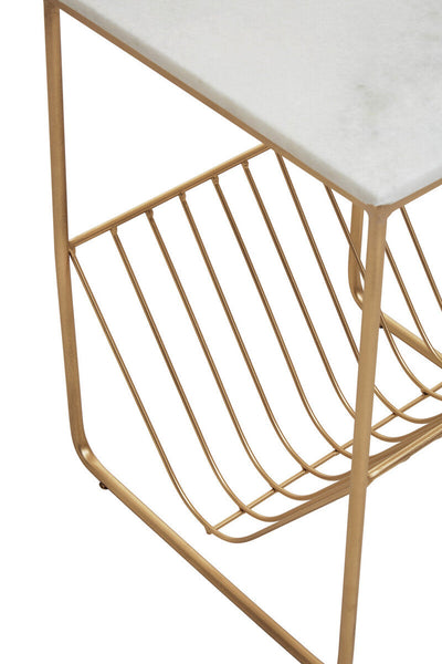 Mandoli White Marble Rack Side Table