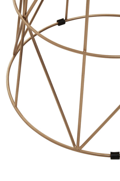 White Marble Top Round Side Table with Gold Cage Metal Frame | Mandoli