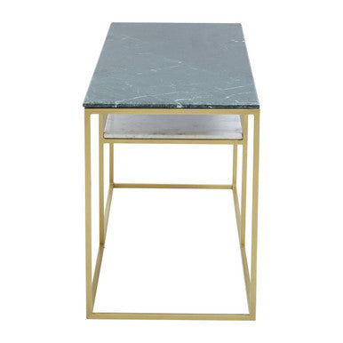 Assorted Marble Top Console Table with Geometric Gold Iron Frame and Lower Shelf | Nirav