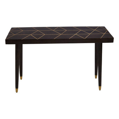 Naro Dark Finish Mango Wood Console Table with Gold Inlay