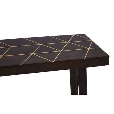 Naro Dark Finish Mango Wood Console Table with Gold Inlay