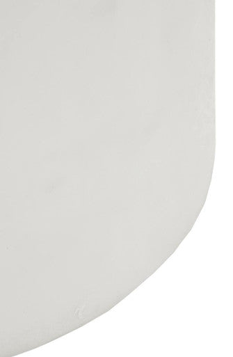 White Marble Console Table with Grey Veining and Stainless Steel Column Base | Sesto