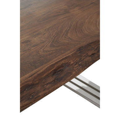 Natural Wood Top Dining Table with Stainless Steel Looped Base | Hampstead