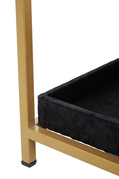 Kensington Townhouse Black Hair on Leather 1 Drawer Bedside Table