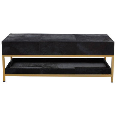Kensington Townhouse Black Hair on Leather 2 Drawer Coffee Table