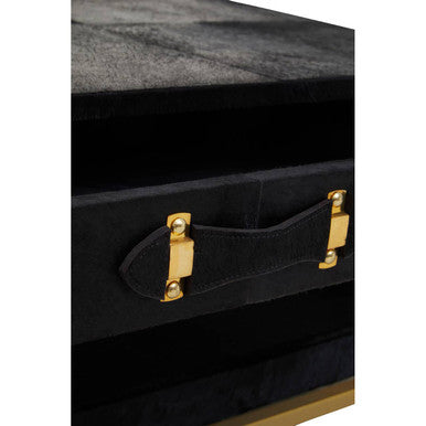 Kensington Townhouse Black Hair on Leather 2 Drawer Coffee Table