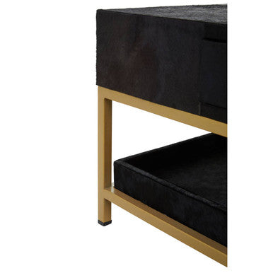 Kensington Townhouse Black Hair on Leather 2 Drawer Coffee Table