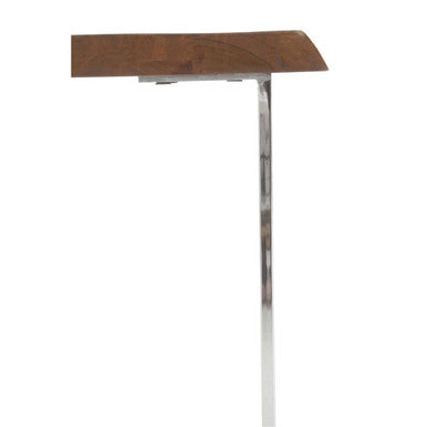 Natural Wooden Top Small Console Table with Silver Looped Stainless Steel Base | Hampstead