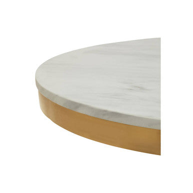 Azalea White Marble Round Dining Table with Gold Finish Base