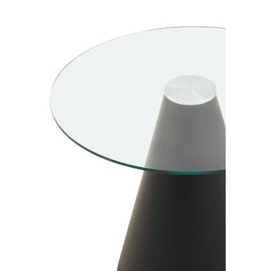 Azalea Clear Glass Round Dining Table with Black Finish Base