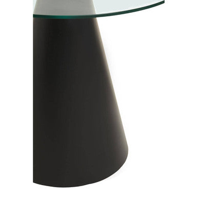 Azalea Clear Glass Round Dining Table with Black Finish Base