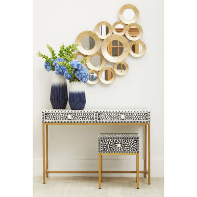 Fusion Black and White Bone Inlay 1 Drawer Side Table