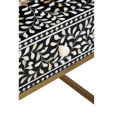Fusion Black and White Bone Inlay 1 Drawer Side Table