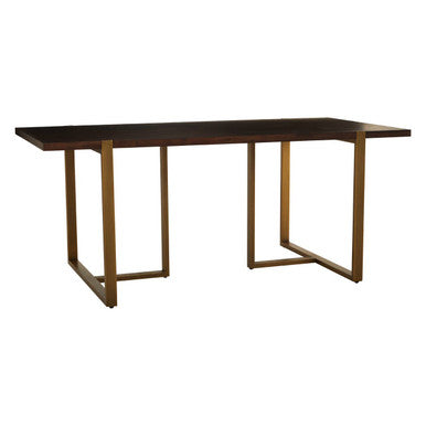 Brando Acacia Veneer Dining Table with Antique Brass Finish Legs