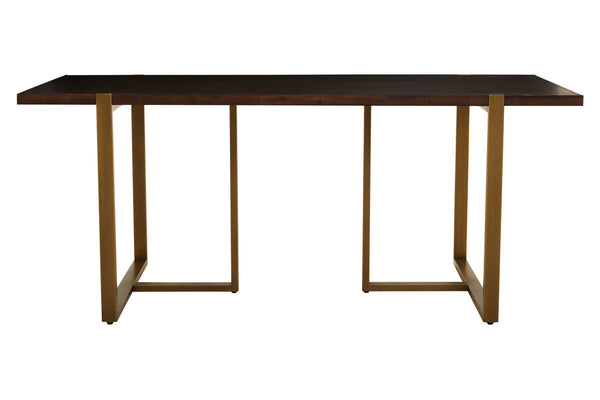 Brando Acacia Veneer Dining Table with Antique Brass Finish Legs