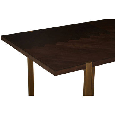 Brando Acacia Veneer Dining Table with Antique Brass Finish Legs