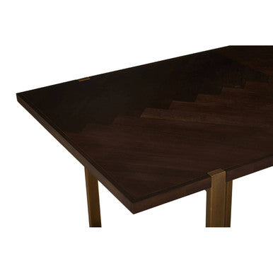 Brando Acacia Veneer Dining Table with Antique Brass Finish Legs