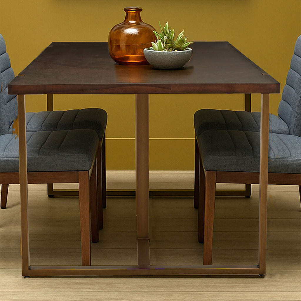 Brando Acacia Veneer Dining Table with Antique Brass Finish Legs