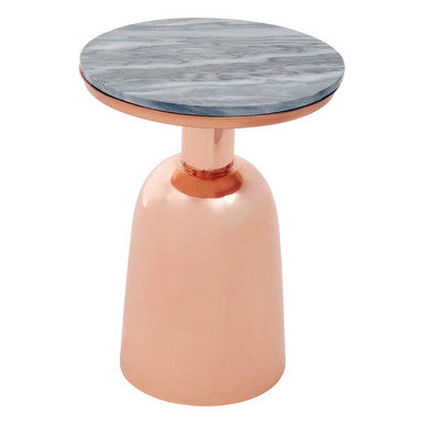 Amira Black Marble Side Table with Copper Finish Base
