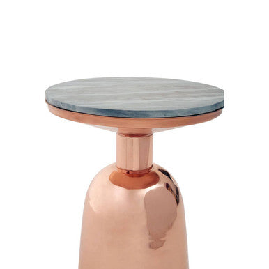 Amira Black Marble Side Table with Copper Finish Base