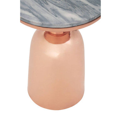Amira Black Marble Side Table with Copper Finish Base
