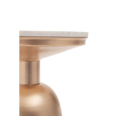Amira White Marble Small Side Table with Gold Finish Base
