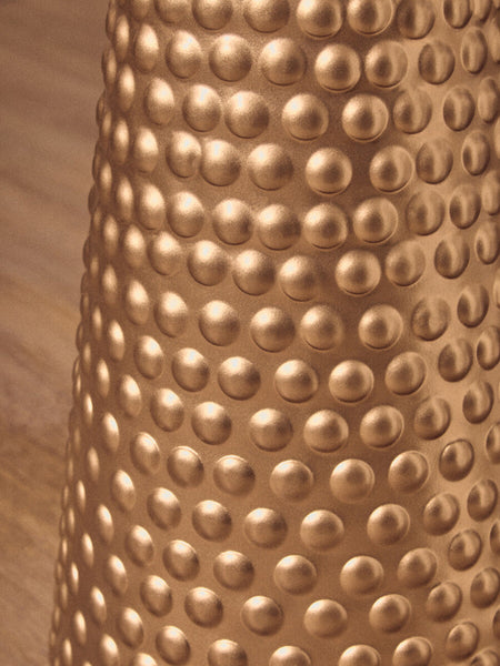 Amira White and Gold Metal Side Table with Hammered Base