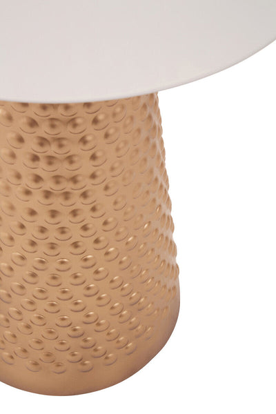 Amira White and Gold Metal Side Table with Hammered Base