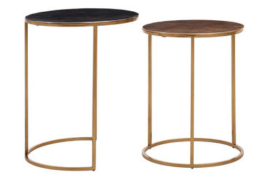 Amira Gold and Zinc Metal Nest of 2 Tables with Space Saving Design