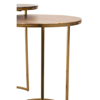 Amira Gold and Zinc Metal Nest of 2 Tables with Space Saving Design
