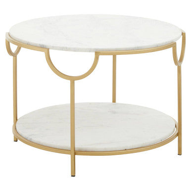 Pali White Marble 2 Tier Side Table