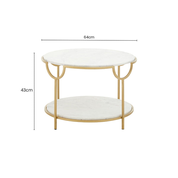 Pali White Marble 2 Tier Side Table