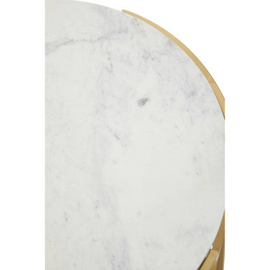 Pali White Marble 2 Tier Side Table