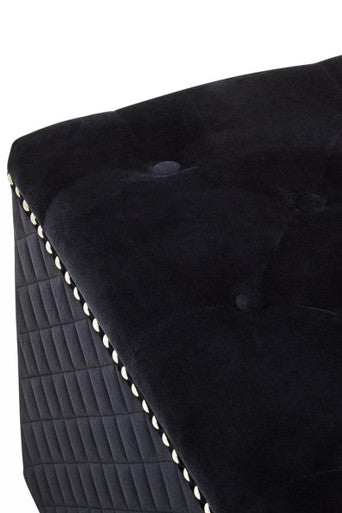 Square Black Velvet Ottoman | Zamora
