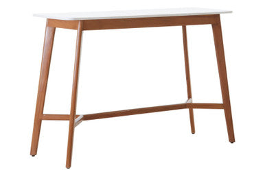 White Marble Top Console Table with Sustainable Acacia Wood Base | Myan