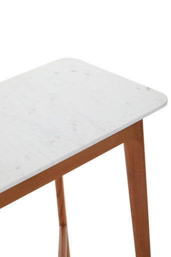 White Marble Top Console Table with Sustainable Acacia Wood Base | Myan