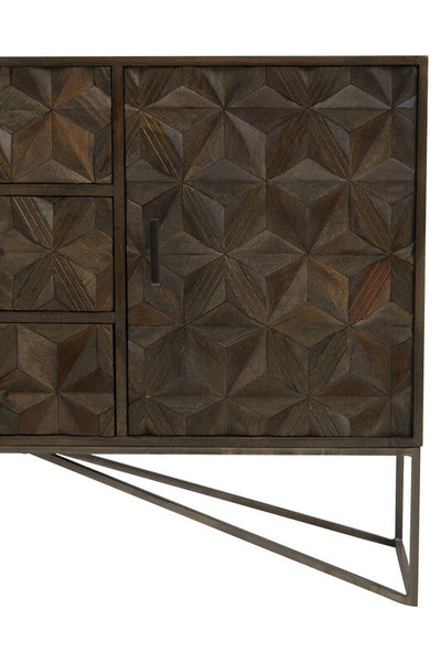 Solana Grey Washed Carved Mango Wood Sideboard