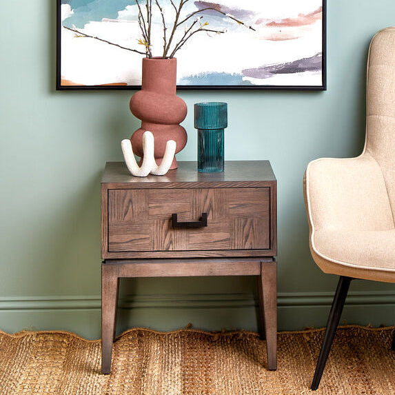 Dimaro Antique Grey Finish 1 Drawer Side Table