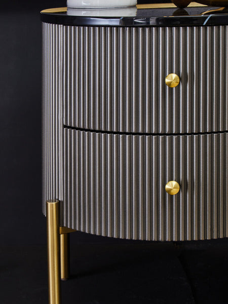 Dervio Grey Two Drawer Chest with Black Marble Top
