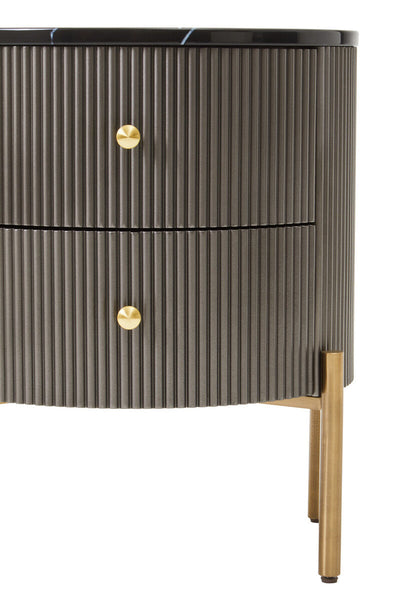 Dervio Grey Two Drawer Chest with Black Marble Top