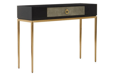 Deruta Black and Grey Shagreen Effect 1 Drawer Console Table
