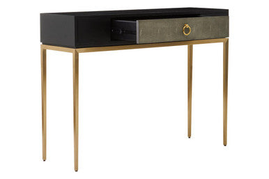 Deruta Black and Grey Shagreen Effect 1 Drawer Console Table