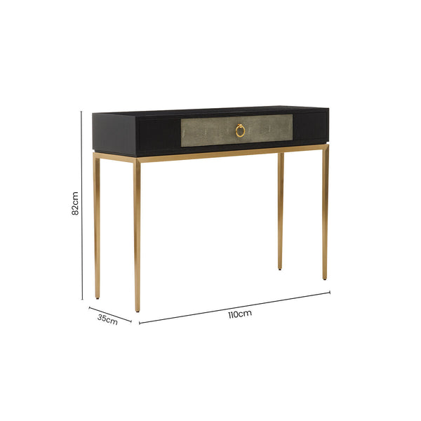 Deruta Black and Grey Shagreen Effect 1 Drawer Console Table