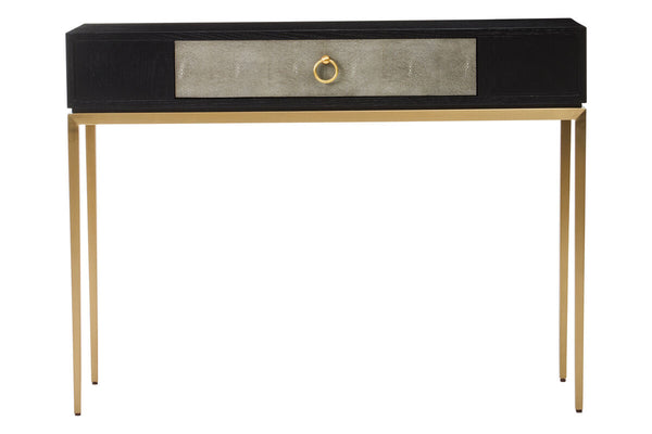 Deruta Black and Grey Shagreen Effect 1 Drawer Console Table