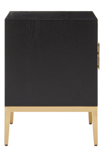 Davoli Black and Gold Finish 2 Drawer Side Table
