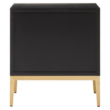 Davoli Black and Gold Finish 2 Drawer Side Table