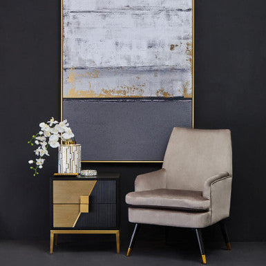 Davoli Black and Gold Finish 2 Drawer Side Table