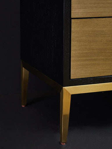 Davoli Black and Gold Finish 2 Drawer Side Table
